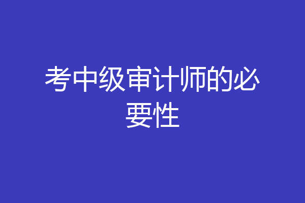 考中级审计师的必要性