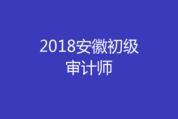 2018安徽初级审计师