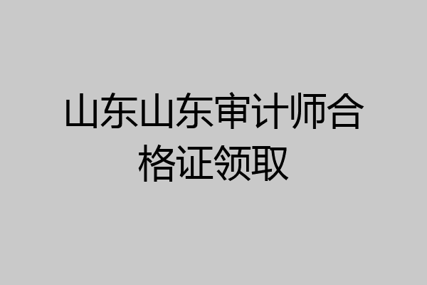 山东山东审计师合格证领取