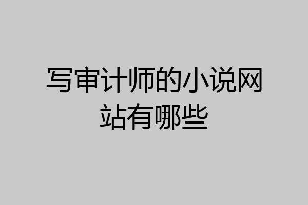 写审计师的小说网站有哪些
