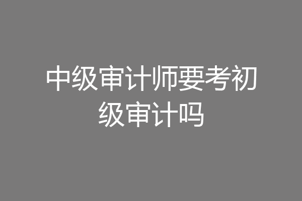 中级审计师要考初级审计吗