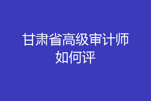 甘肃省高级审计师如何评