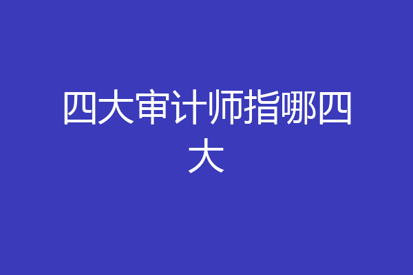 四大审计师指哪四大