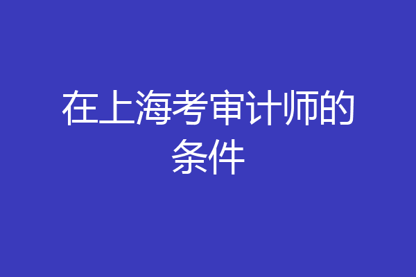 在上海考审计师的条件