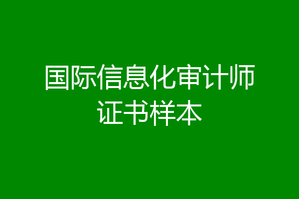 国际信息化审计师证书样本
