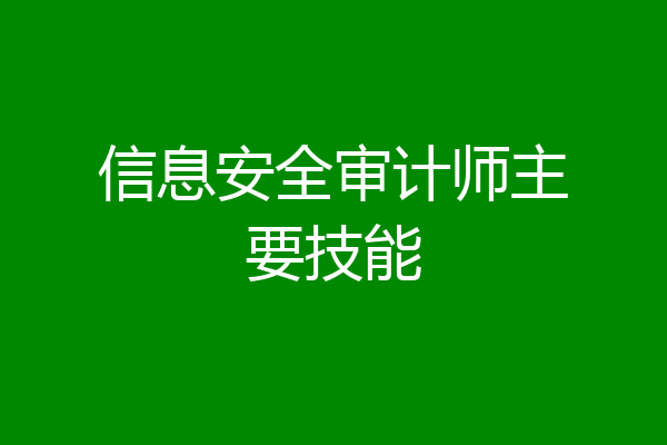 信息安全审计师主要技能