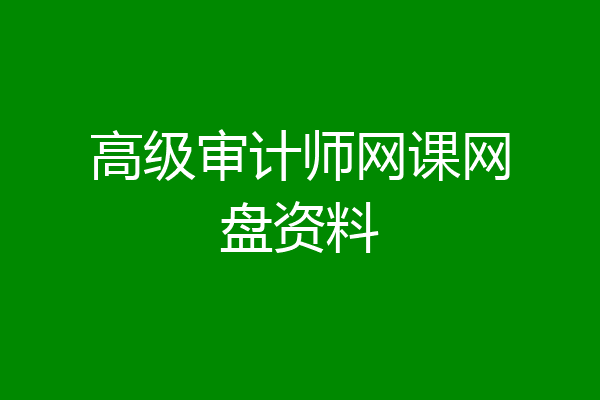 高级审计师网课网盘资料