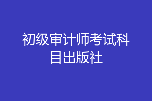 初级审计师考试科目出版社