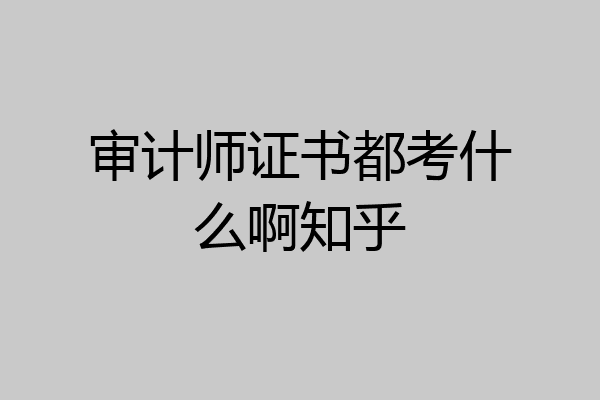 审计师证书都考什么啊知乎
