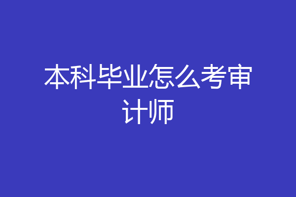本科毕业怎么考审计师