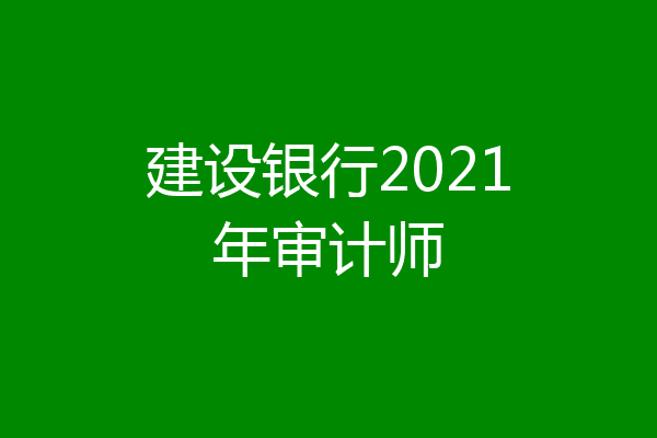 建设银行2021年审计师