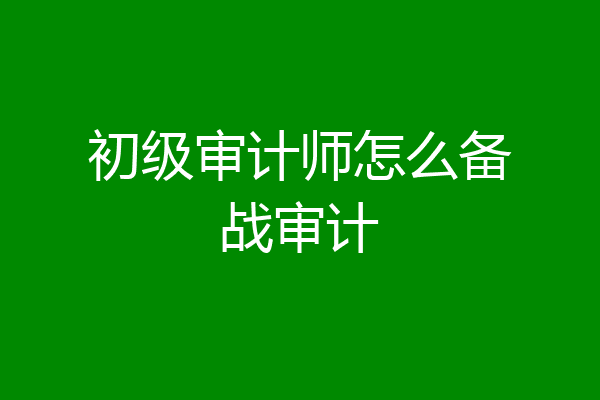 初级审计师怎么备战审计