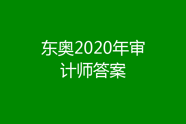 东奥2020年审计师答案