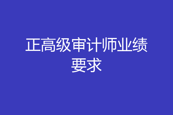 正高级审计师业绩要求