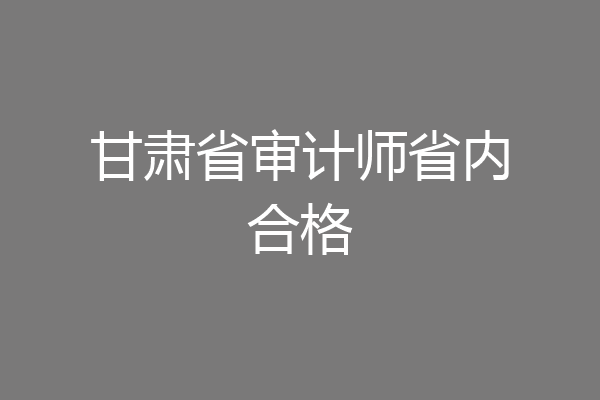 甘肃省审计师省内合格