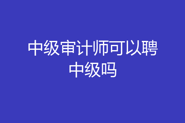 中级审计师可以聘中级吗