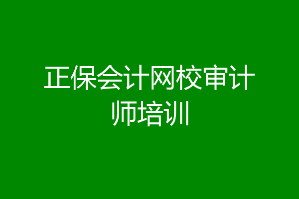 正保会计网校审计师培训