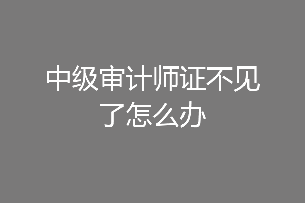 中级审计师证不见了怎么办