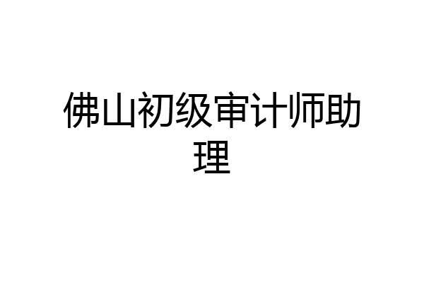 佛山初级审计师助理