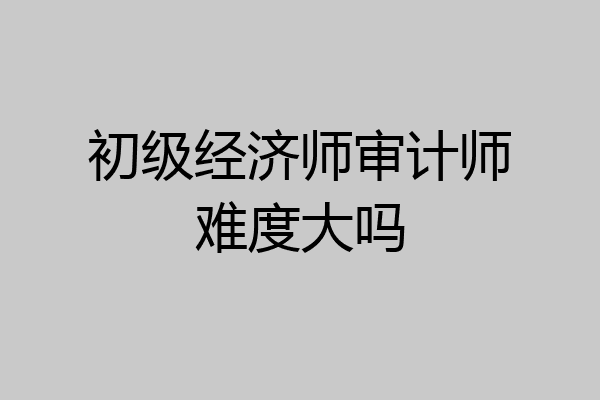 初级经济师审计师难度大吗