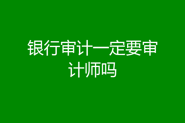 银行审计一定要审计师吗