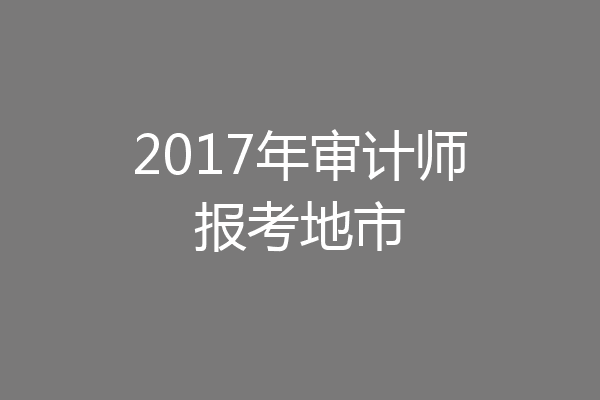 2017年审计师报考地市