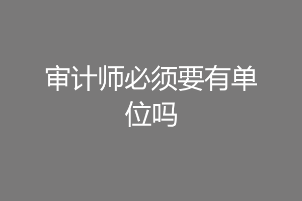 审计师必须要有单位吗