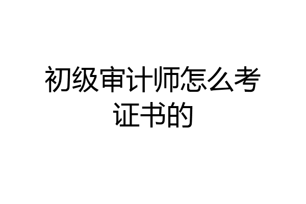 初级审计师怎么考证书的