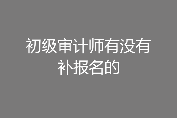 初级审计师有没有补报名的