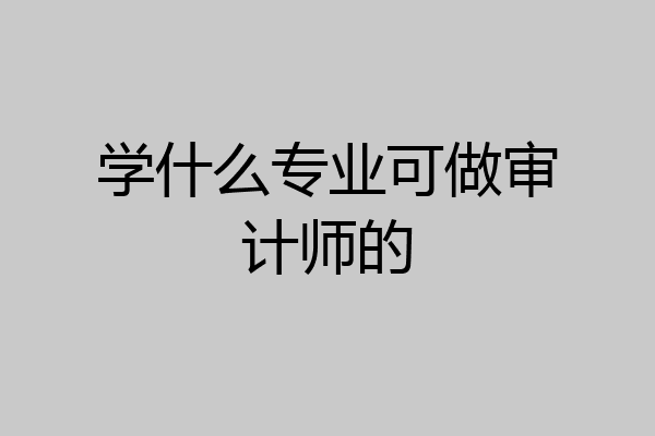 学什么专业可做审计师的