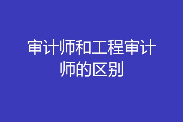 审计师和工程审计师的区别