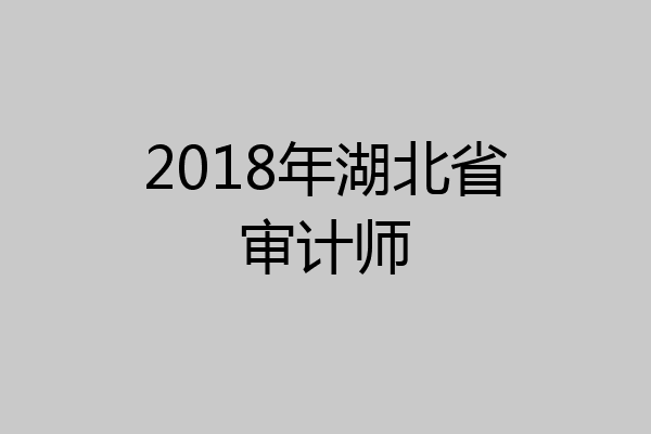 2018年湖北省审计师