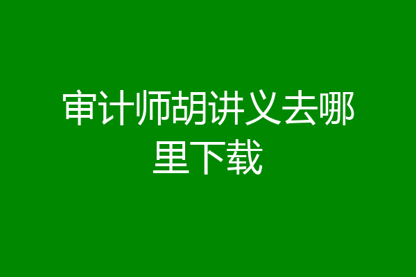 审计师胡讲义去哪里下载