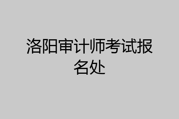洛阳审计师考试报名处