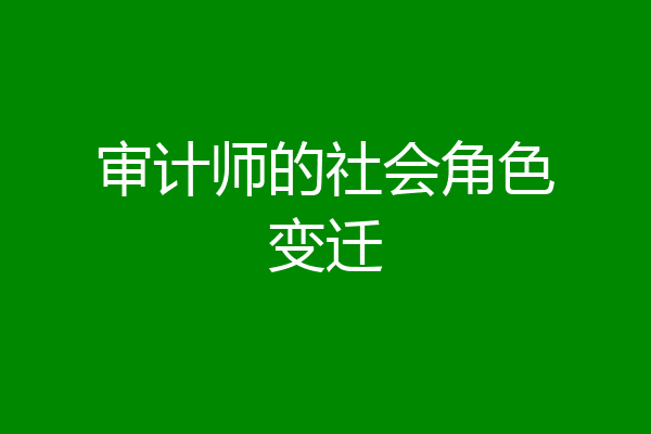 审计师的社会角色变迁