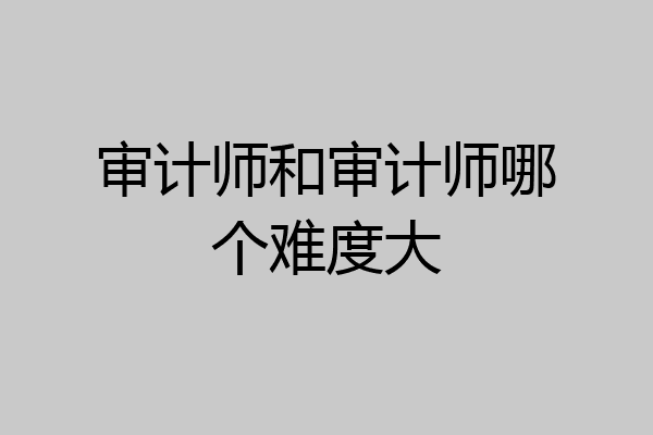 审计师和审计师哪个难度大