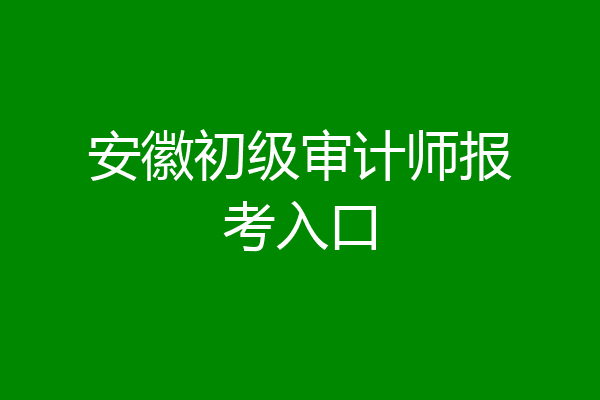 安徽初级审计师报考入口