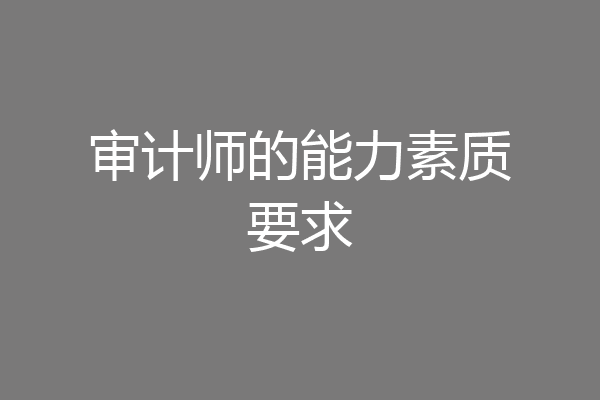 审计师的能力素质要求