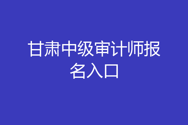 甘肃中级审计师报名入口