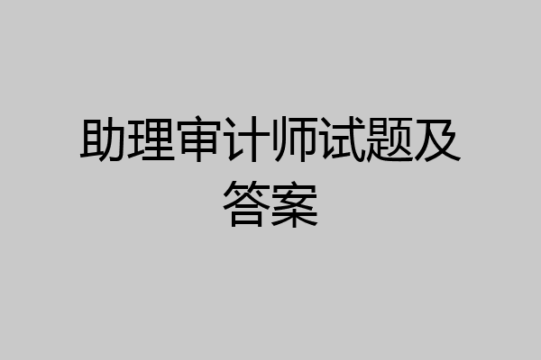 助理审计师试题及答案