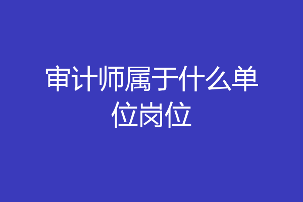 审计师属于什么单位岗位