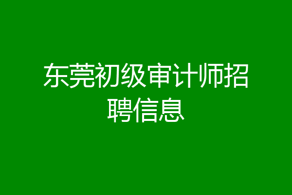 东莞初级审计师招聘信息