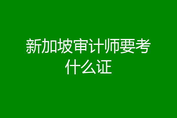 新加坡审计师要考什么证