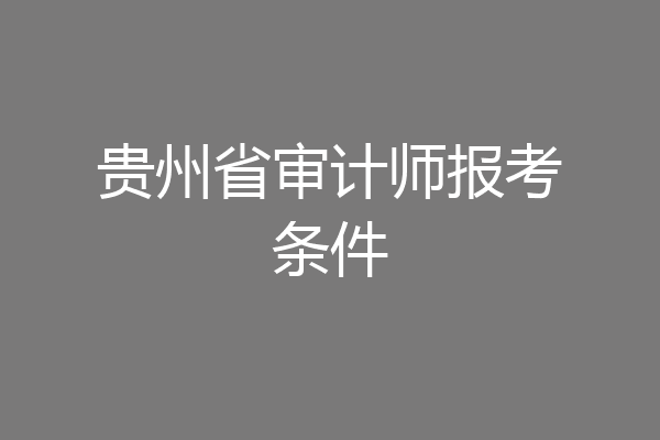 贵州省审计师报考条件