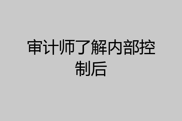 审计师了解内部控制后