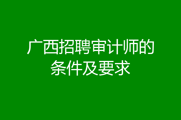 广西招聘审计师的条件及要求