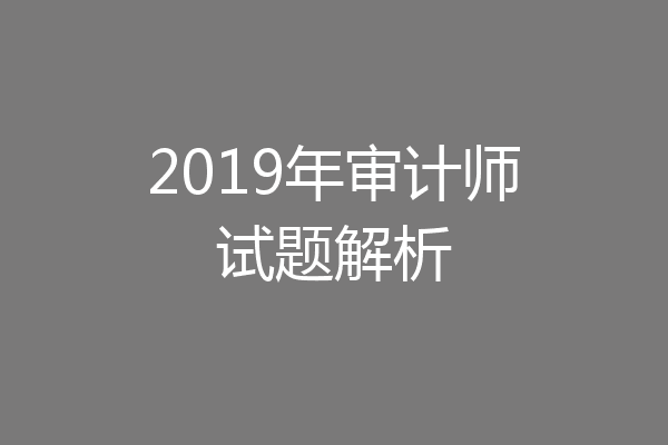 2019年审计师试题解析