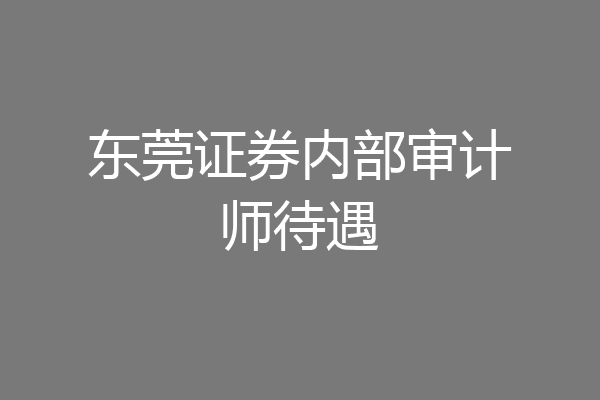 东莞证券内部审计师待遇