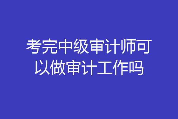 考完中级审计师可以做审计工作吗