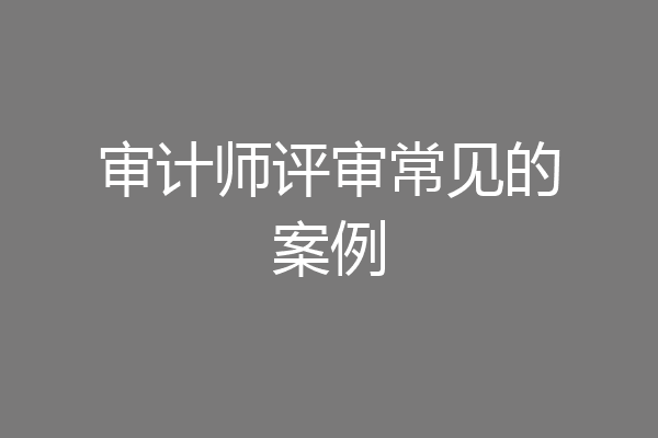 审计师评审常见的案例